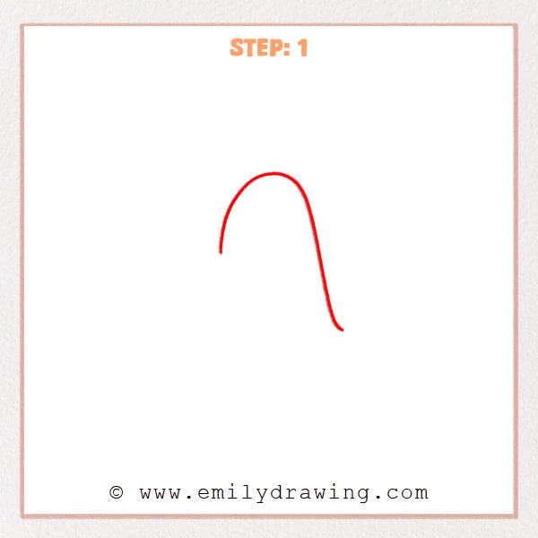 how to draw a fancy letter a - A first sketch stroke for a fancy letter A, showing a tall arched curve with a long right-side downward tail.